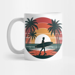 Retro Surfing Sunset Design Vintage Beach Surfer Tee Mug